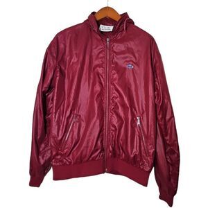 Vintage Lacoste lzod Maroon Red‎  Windbreaker Zip Jacket Size Medium